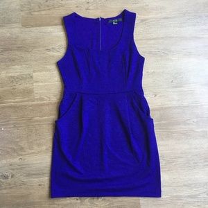 Indigo cocktail dress with pockets